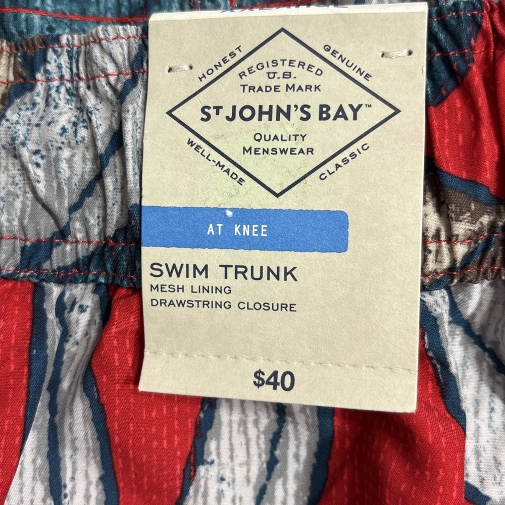 NWT St John's Bay Swim Trunks Sz XXL Red Tropical Floral Rouge BR-01-939-B - Picture 4 of 7
